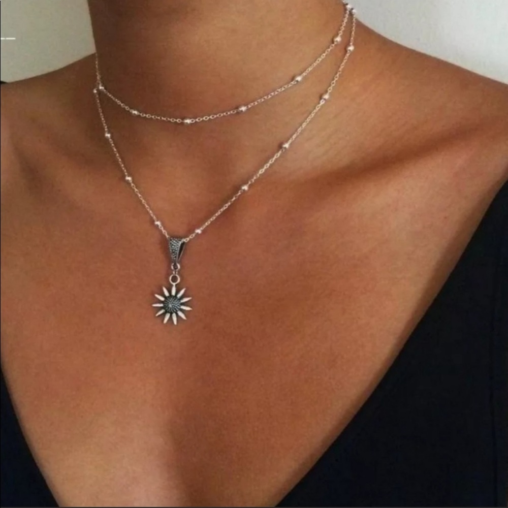 Beautiful Boho Multi-layer Sunflower Necklace